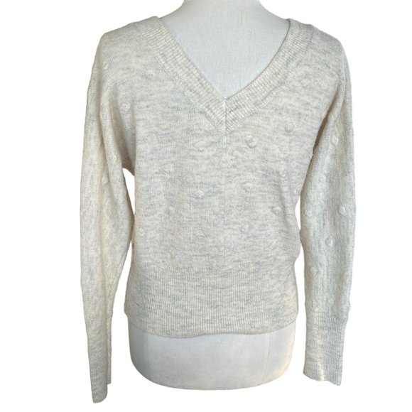 William Rast Alpaca Blend Back V-Neck Oatmeal Popcorn Polka Dot Sweater-XS - Picture 7 of 12